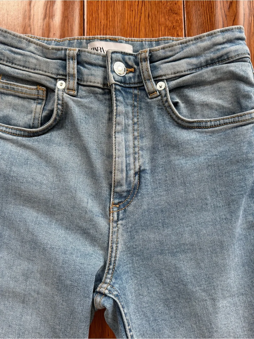 Zara Light Blue Ankle Flare Jeans